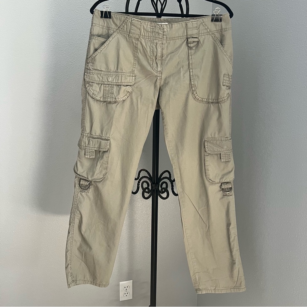 Vintage Kenneth Cole Y2K Low Rise Cargo Pants Greenish Grey Utility Size 6